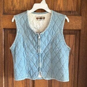 Vintage Liberty and Justice Blue Jean Zipper Vest, M